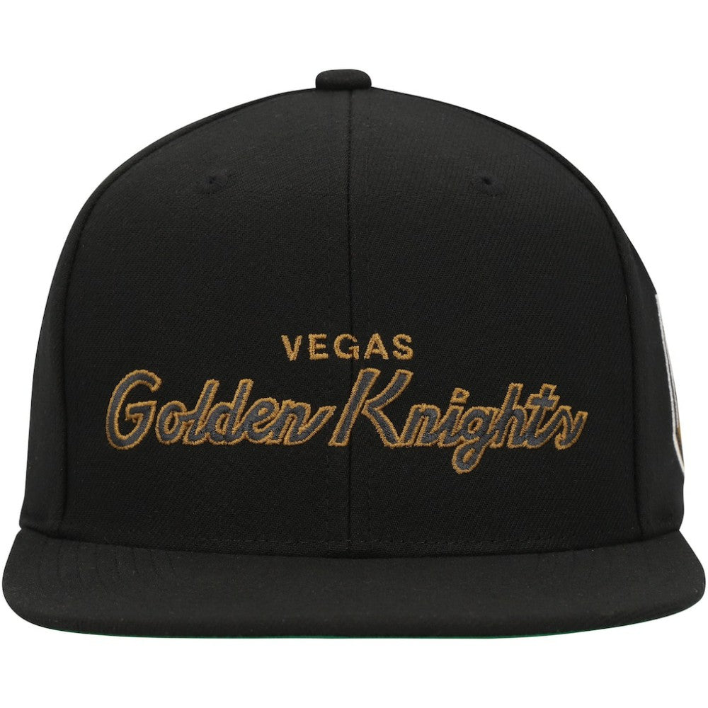 Vegas Golden Knights Mitchell & Ness Core Team Script 2.0 Snapback Hat - Black - NHL