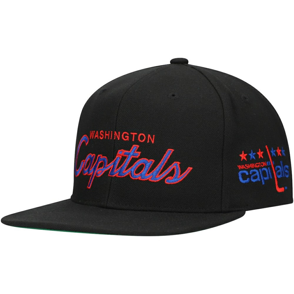 Washington Capitals Mitchell & Ness Core Team Script 2.0 Snapback Hat - Black - NHL