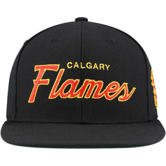 Calgary Flames Mitchell & Ness Core Team Script 2.0 Snapback Hat - Black - NHL