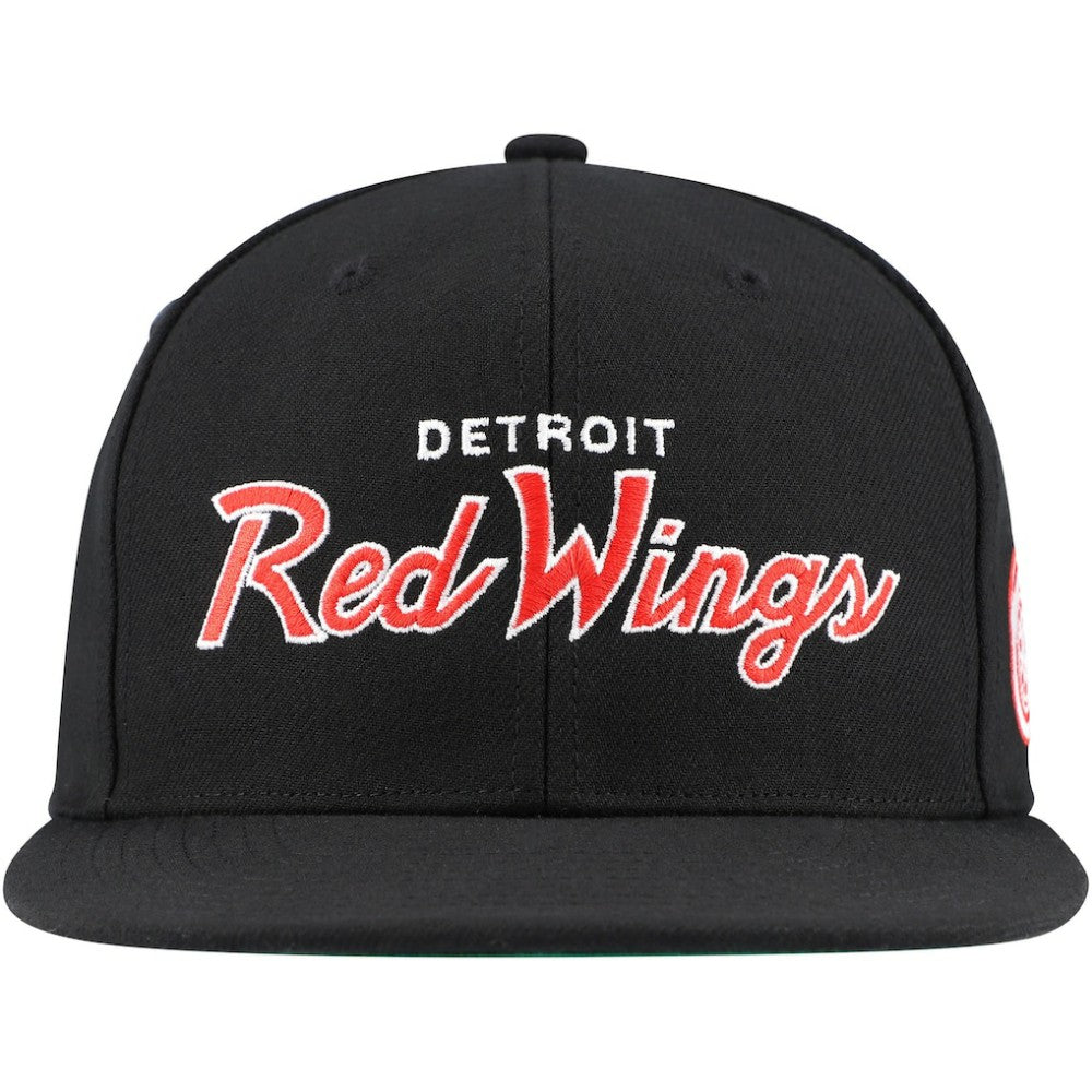 Detroit Red Wings Mitchell & Ness Core Team Script 2.0 Snapback Hat - Black - NHL