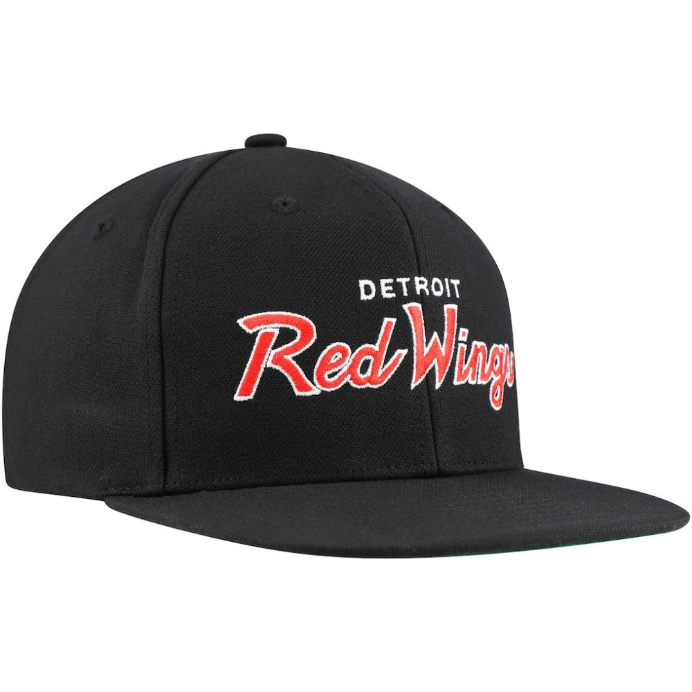 Detroit Red Wings Mitchell & Ness Core Team Script 2.0 Snapback Hat - Black - NHL