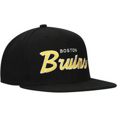 Boston Bruins Mitchell & Ness Core Team Script 2.0 Snapback Hat - Black - NHL