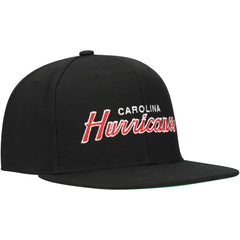 Carolina Hurricanes Mitchell & Ness Core Team Script 2.0 Snapback Hat - Black - NHL