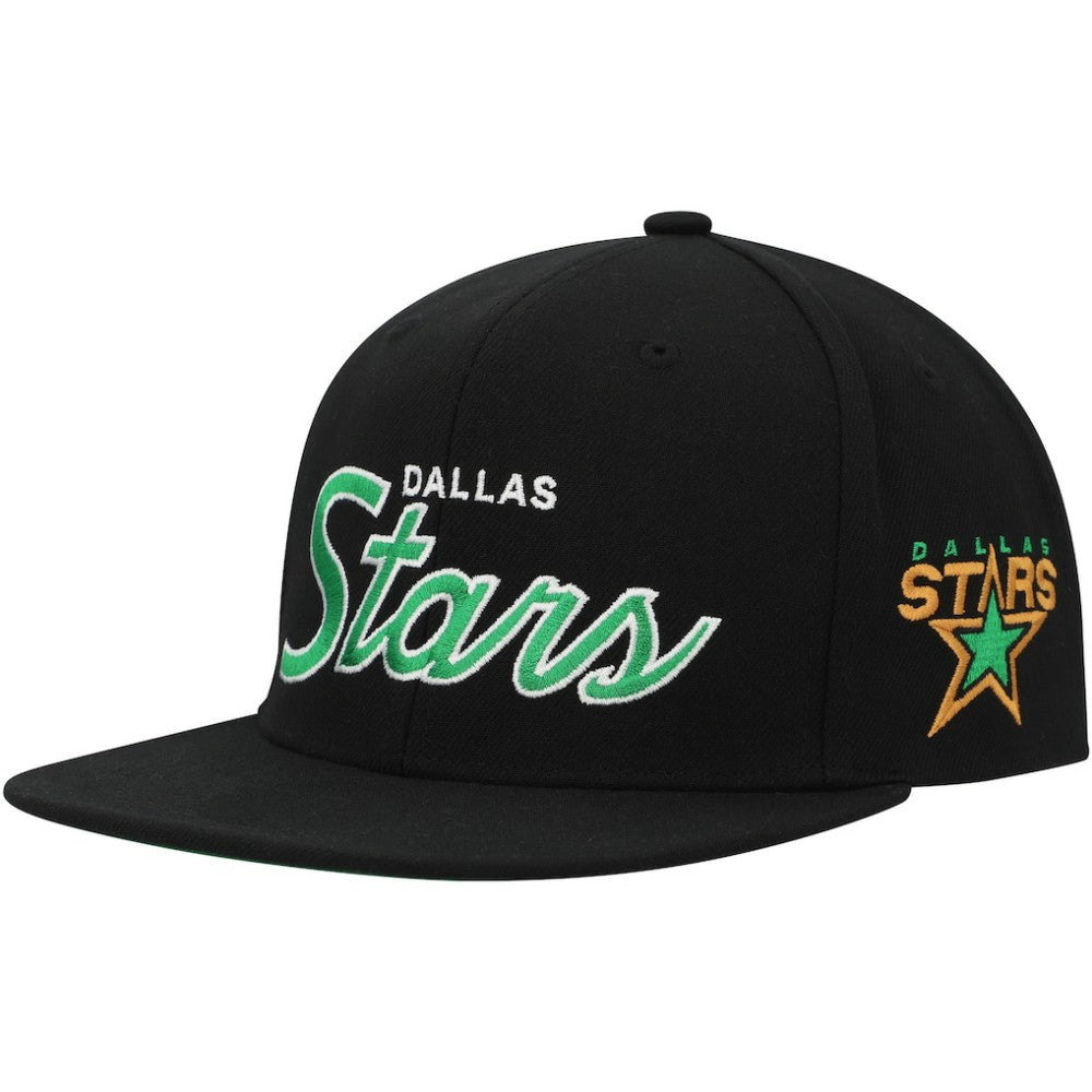 Dallas Stars Mitchell & Ness Core Team Script 2.0 Snapback Hat - Black - NHL