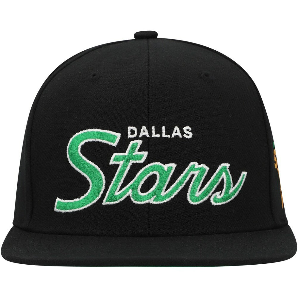 Dallas Stars Mitchell & Ness Core Team Script 2.0 Snapback Hat - Black - NHL