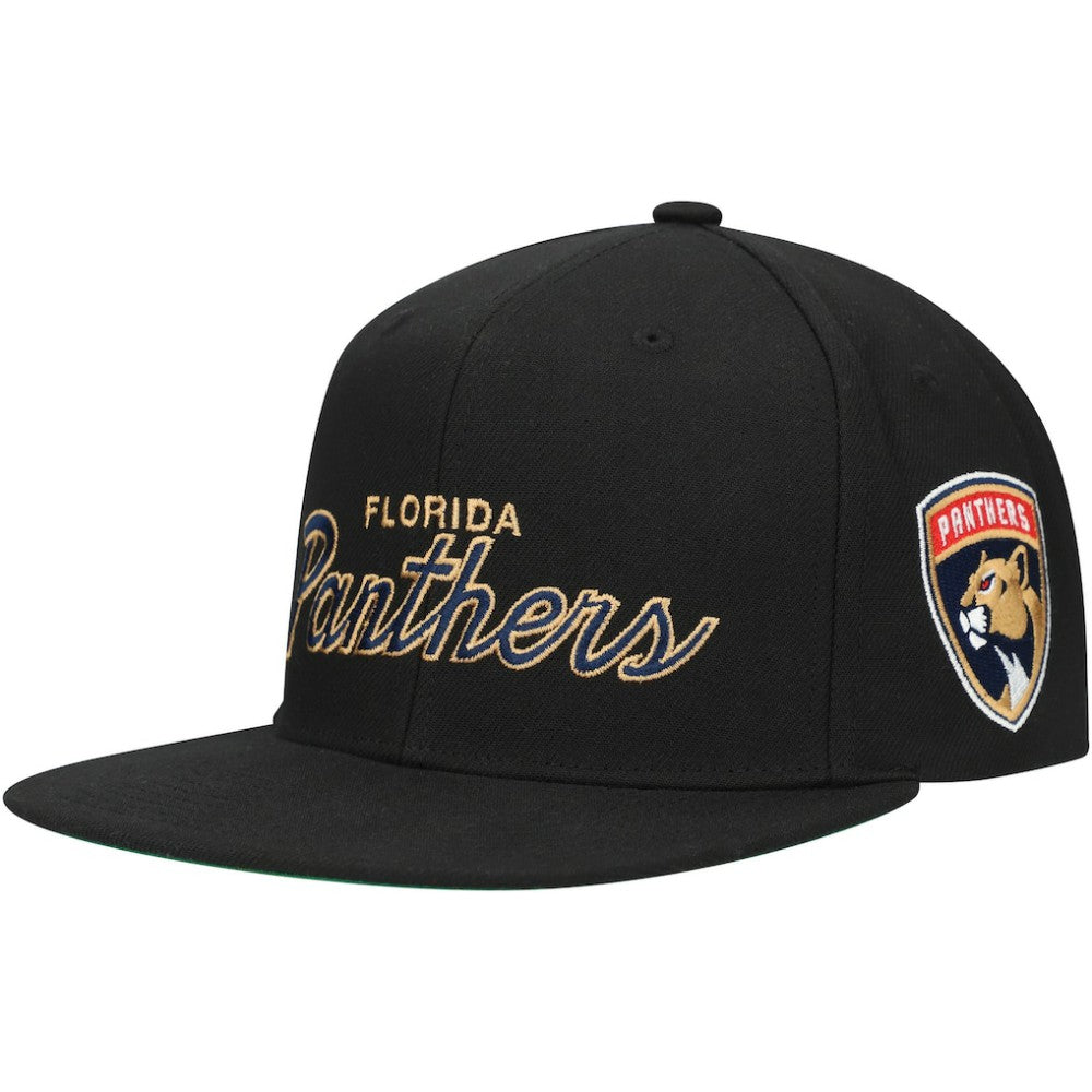 Florida Panthers Mitchell & Ness Core Team Script 2.0 Snapback Hat - Black - NHL