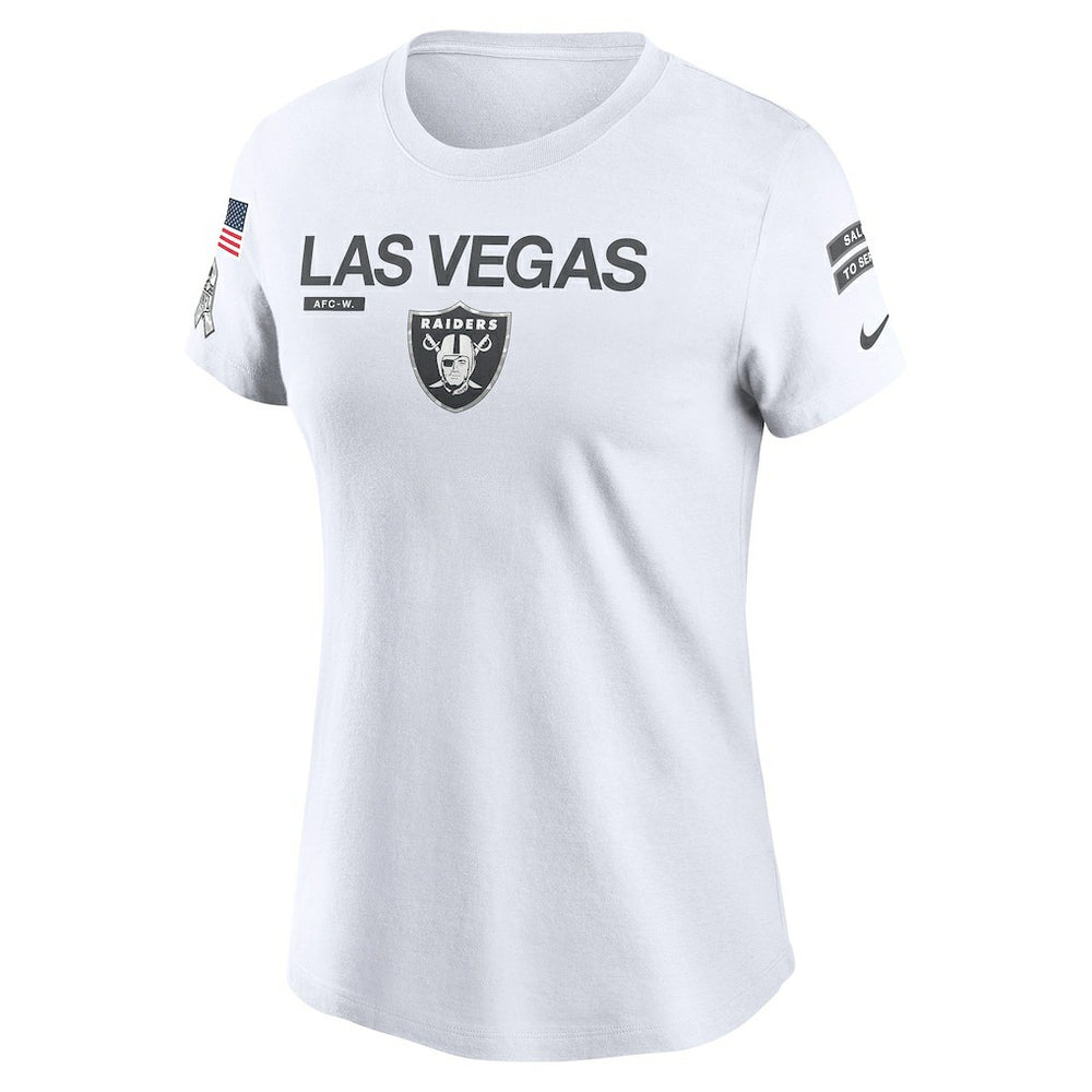 Las Vegas Raiders Women's 2024 Salute To Service Legend Performance T-Shirt White | Nike for Sale
