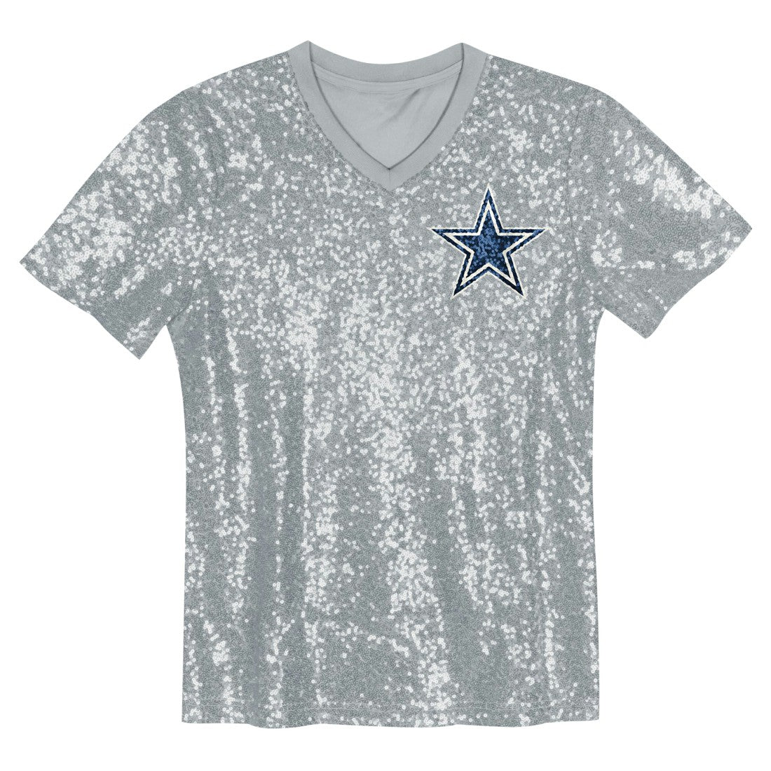 CeeDee Lamb Dallas Cowboys Girls Youth Sequin V-Neck Fashion Jersey Silver | NFL