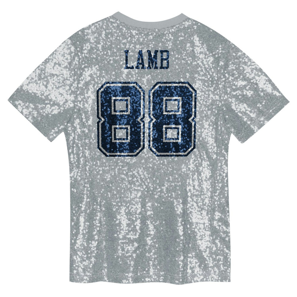 CeeDee Lamb Dallas Cowboys Girls Youth Sequin V-Neck Fashion Jersey Silver | NFL