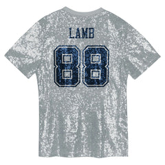 CeeDee Lamb Dallas Cowboys Girls Youth Sequin V-Neck Fashion Jersey Silver | NFL