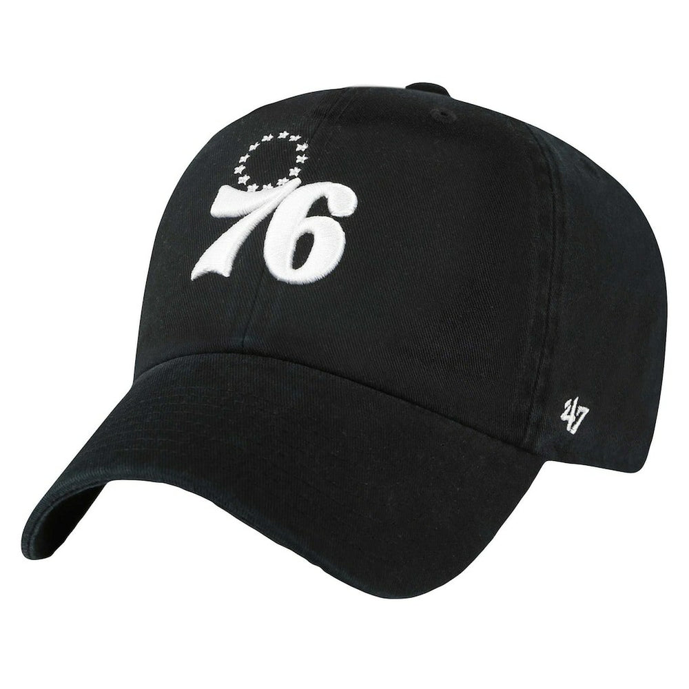 Philadelphia 76ers '47 Core Logo Clean Up Adjustable Hat Black - NBA