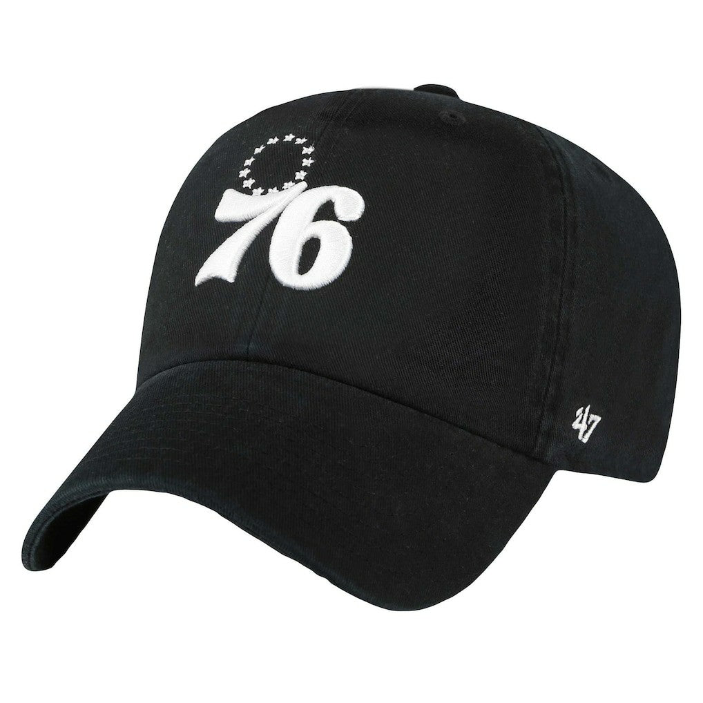 Philadelphia 76ers '47 Core Logo Clean Up Adjustable Hat Black - NBA
