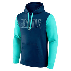 Seattle Kraken Logo Athletic Deliver Fleece Pullover Hoodie - Navy - NHL