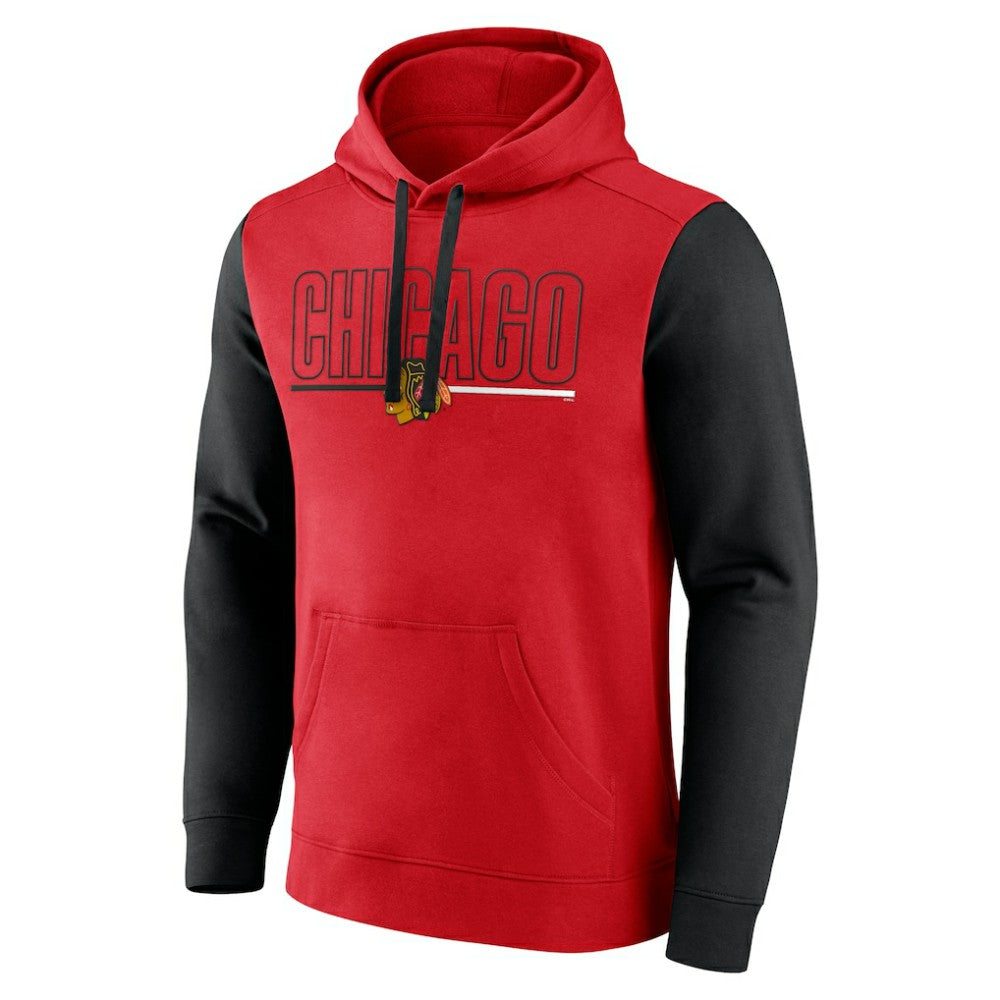 Chicago Blackhawks Logo Athletic Deliver Fleece Pullover Hoodie - Red - NHL