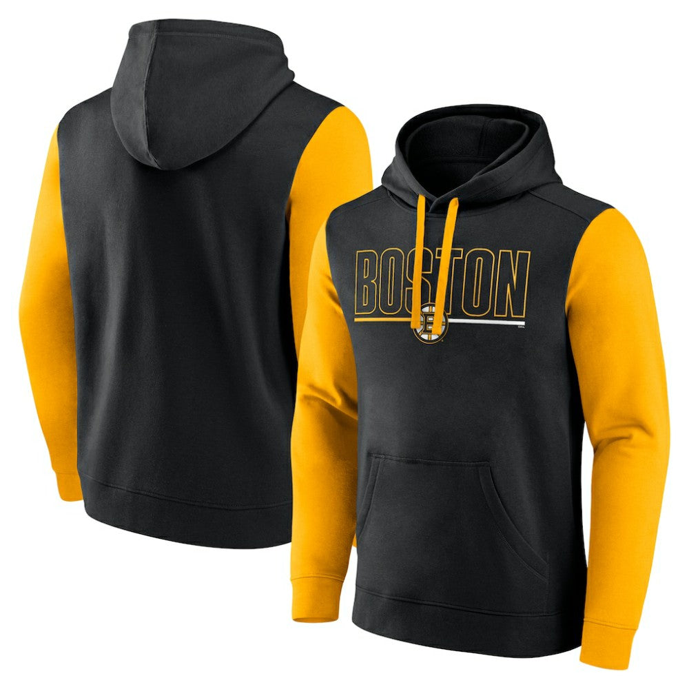 Boston Bruins Logo Athletic Deliver Fleece Pullover Hoodie - Black - NHL