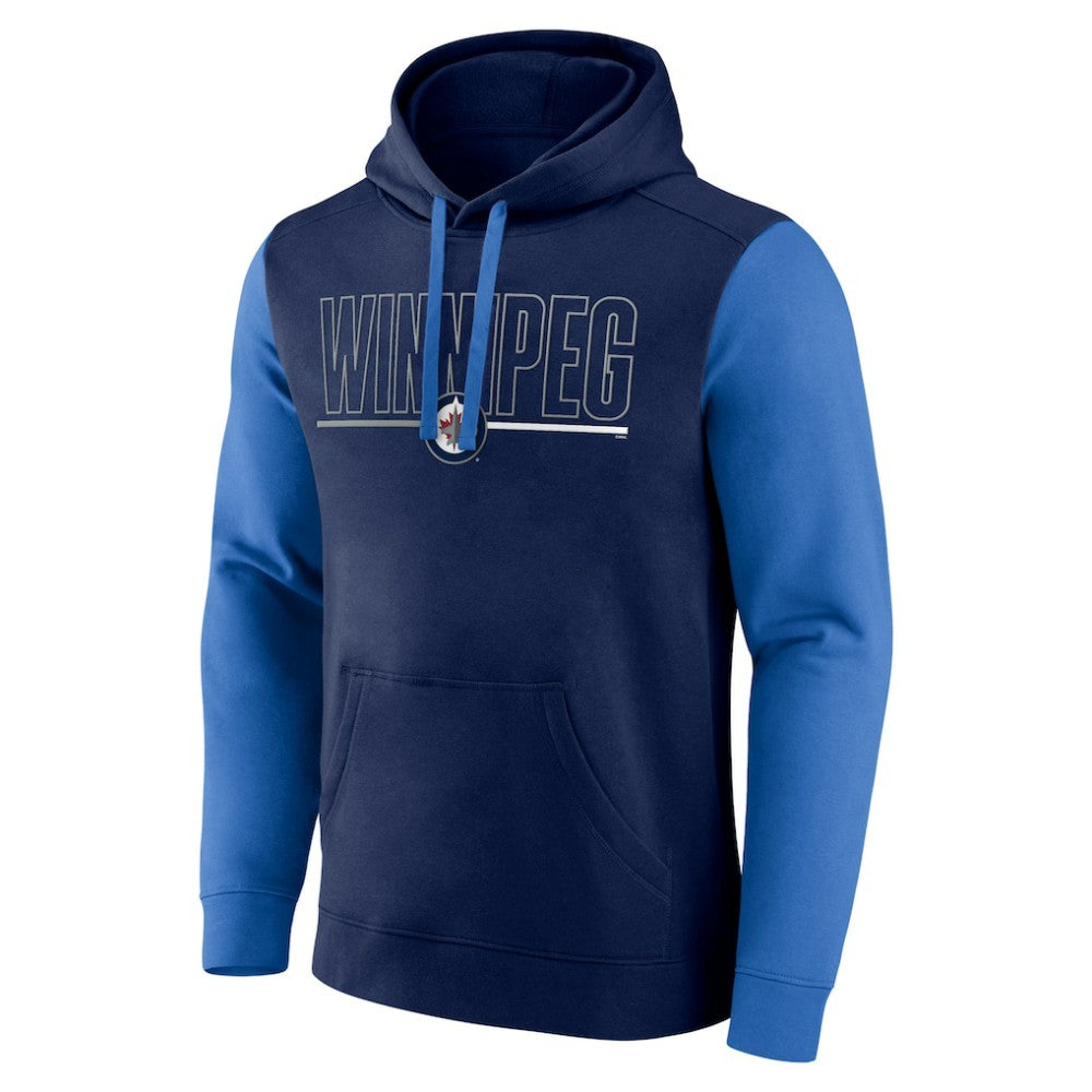 Winnipeg Jets Logo Athletic Deliver Fleece Pullover Hoodie - Navy - NHL