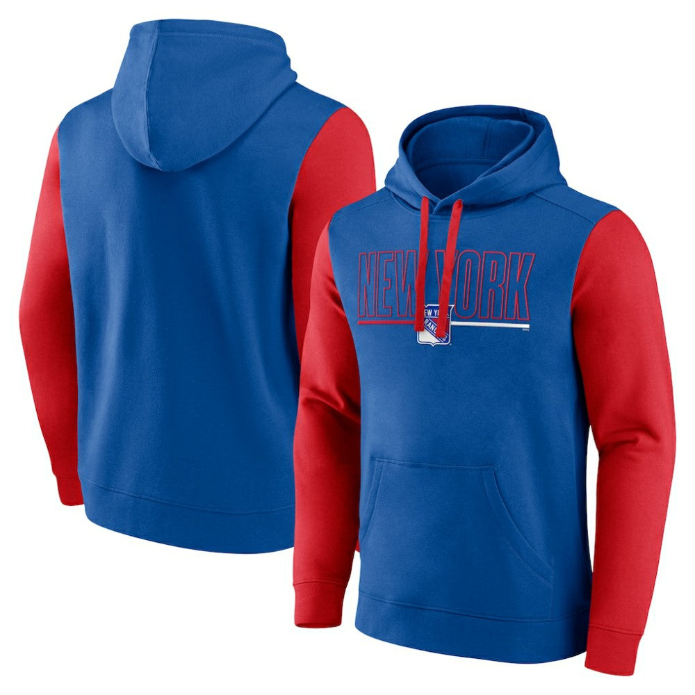 New York Rangers Logo Athletic Deliver Fleece Pullover Hoodie - Blue - NHL
