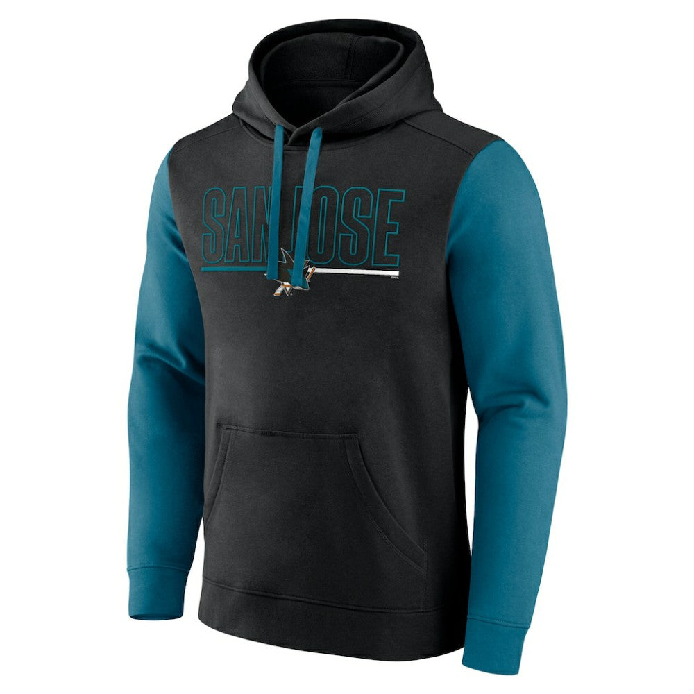 San Jose Sharks Logo Athletic Deliver Fleece Pullover Hoodie - Black - NHL