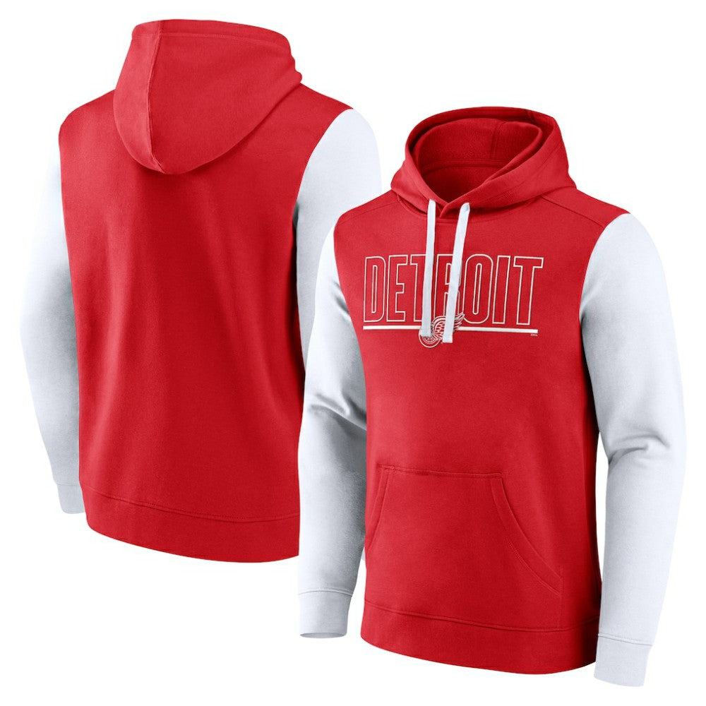 Detroit Red Wings Logo Athletic Deliver Fleece Pullover Hoodie - Red - NHL
