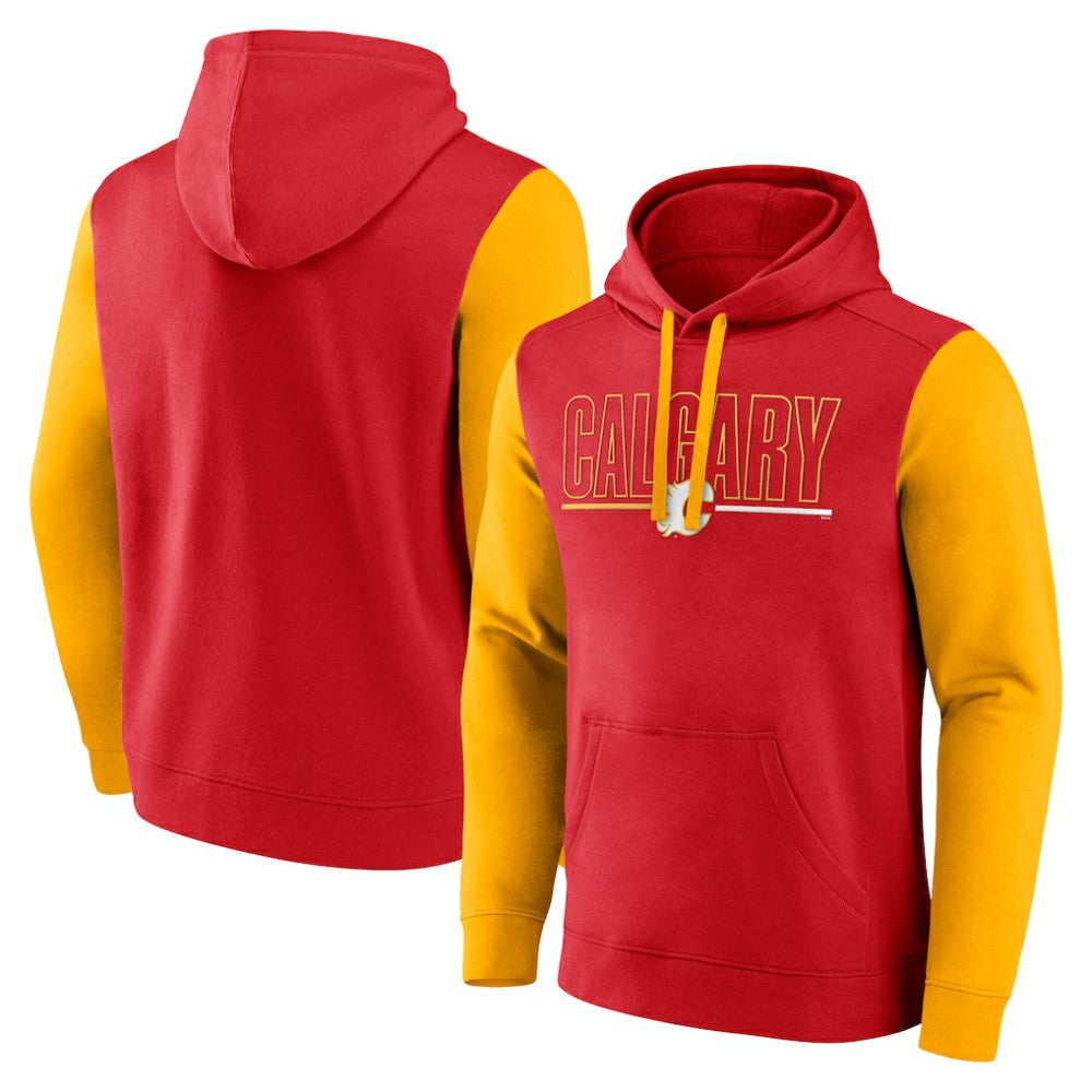 Calgary Flames Logo Athletic Deliver Fleece Pullover Hoodie - Red - NHL
