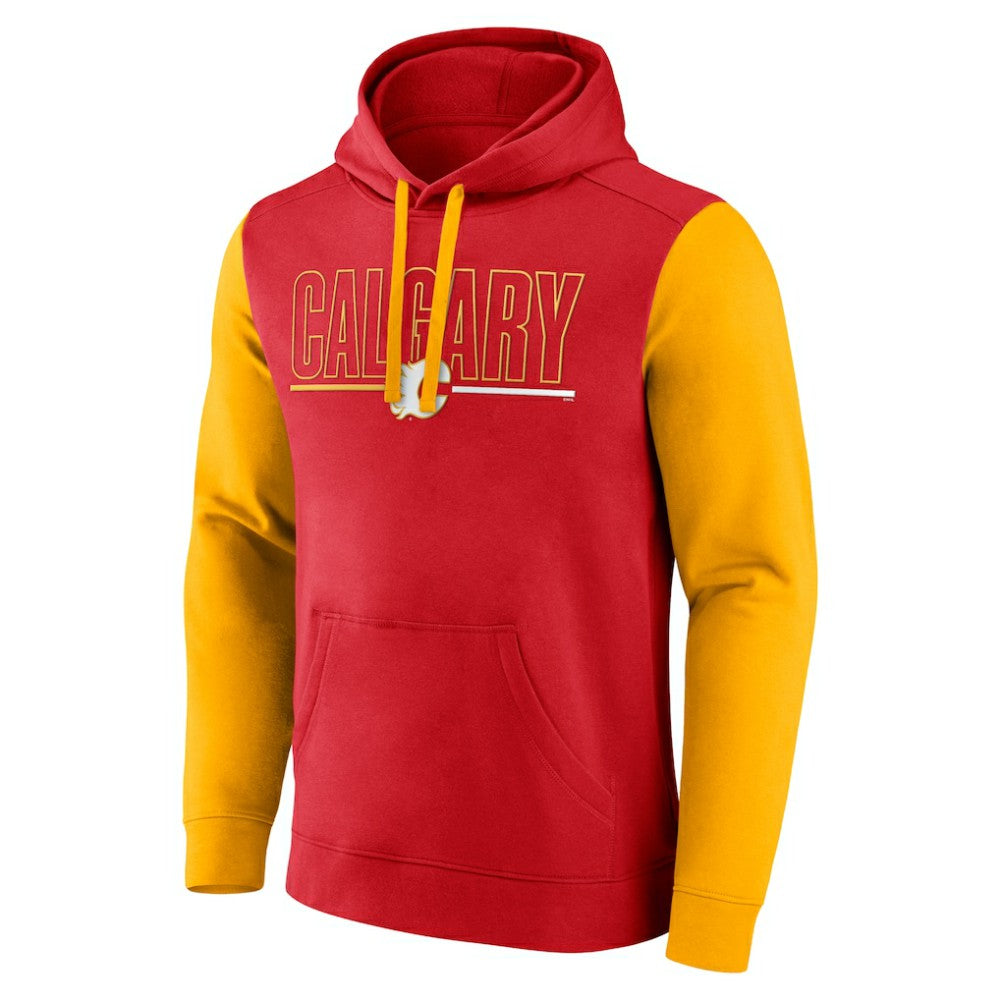 Calgary Flames Logo Athletic Deliver Fleece Pullover Hoodie - Red - NHL