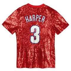 Bryce Harper Philadelphia Phillies Juniors Name & Number Sequin V-Neck Top - MLB