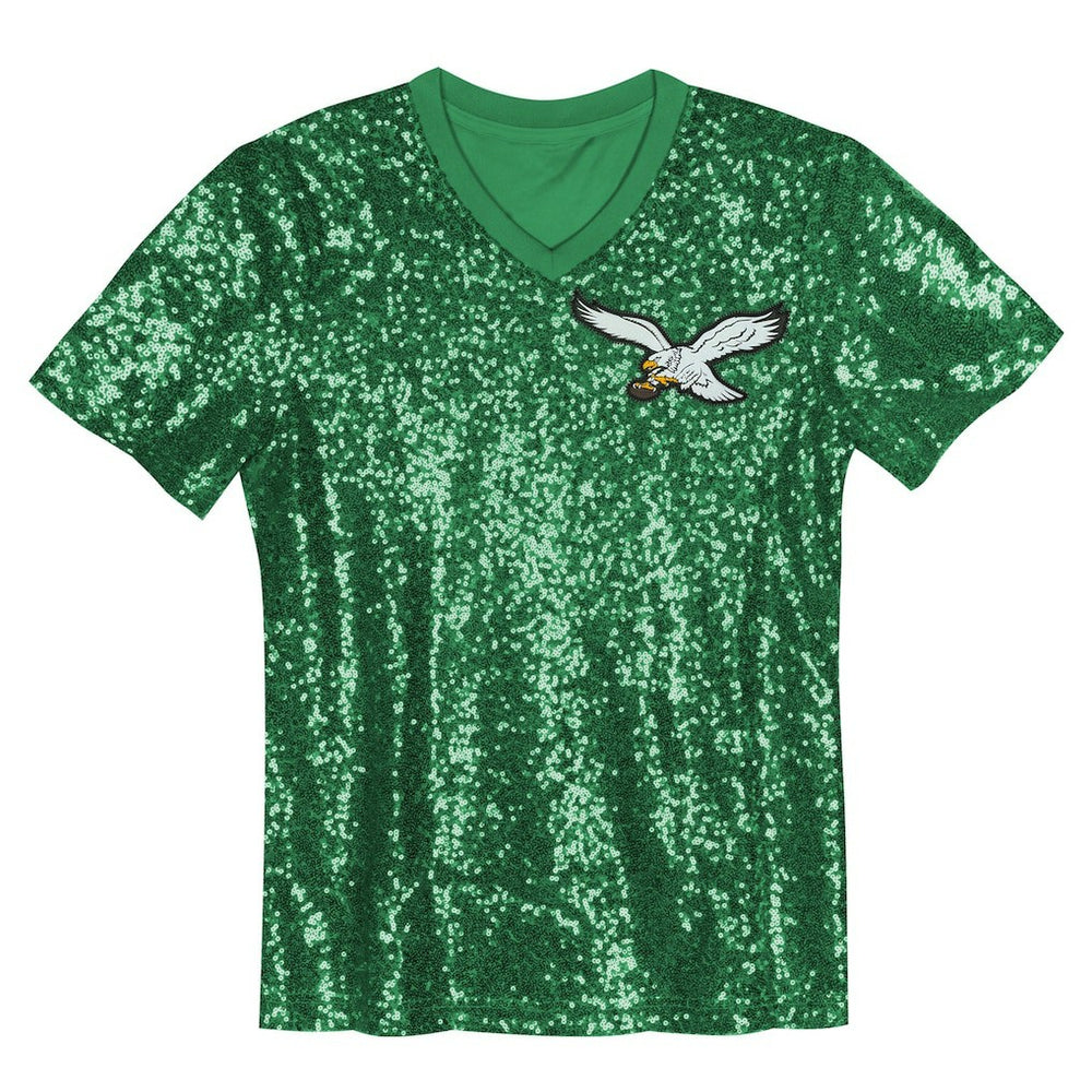 Jalen Hurts Philadelphia Eagles Girls Youth Sequin V-Neck Fashion Jersey Kelly Green | NFL