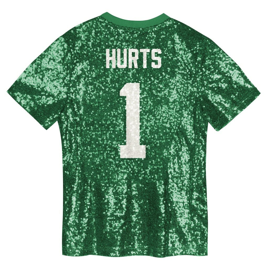Jalen Hurts Philadelphia Eagles Girls Youth Sequin V-Neck Fashion Jersey Kelly Green | NFL