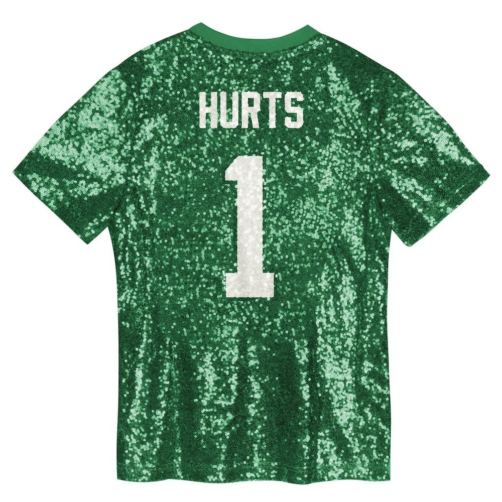 Jalen Hurts Philadelphia Eagles Girls Youth Sequin V-Neck Fashion Jersey Kelly Green | NFL