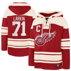 Dylan Larkin Detroit Red Wings '47 Captain Patch Player Name & Number Lacer Pullover Hoodie - Red - NHL