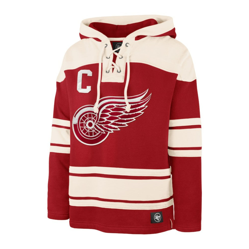 Dylan Larkin Detroit Red Wings '47 Captain Patch Player Name & Number Lacer Pullover Hoodie - Red - NHL