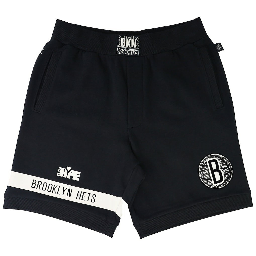 Brooklyn Nets NBA x Two Hype Unisex Culture & Hoops Premium Classic Fleece Shorts - Black - NBA