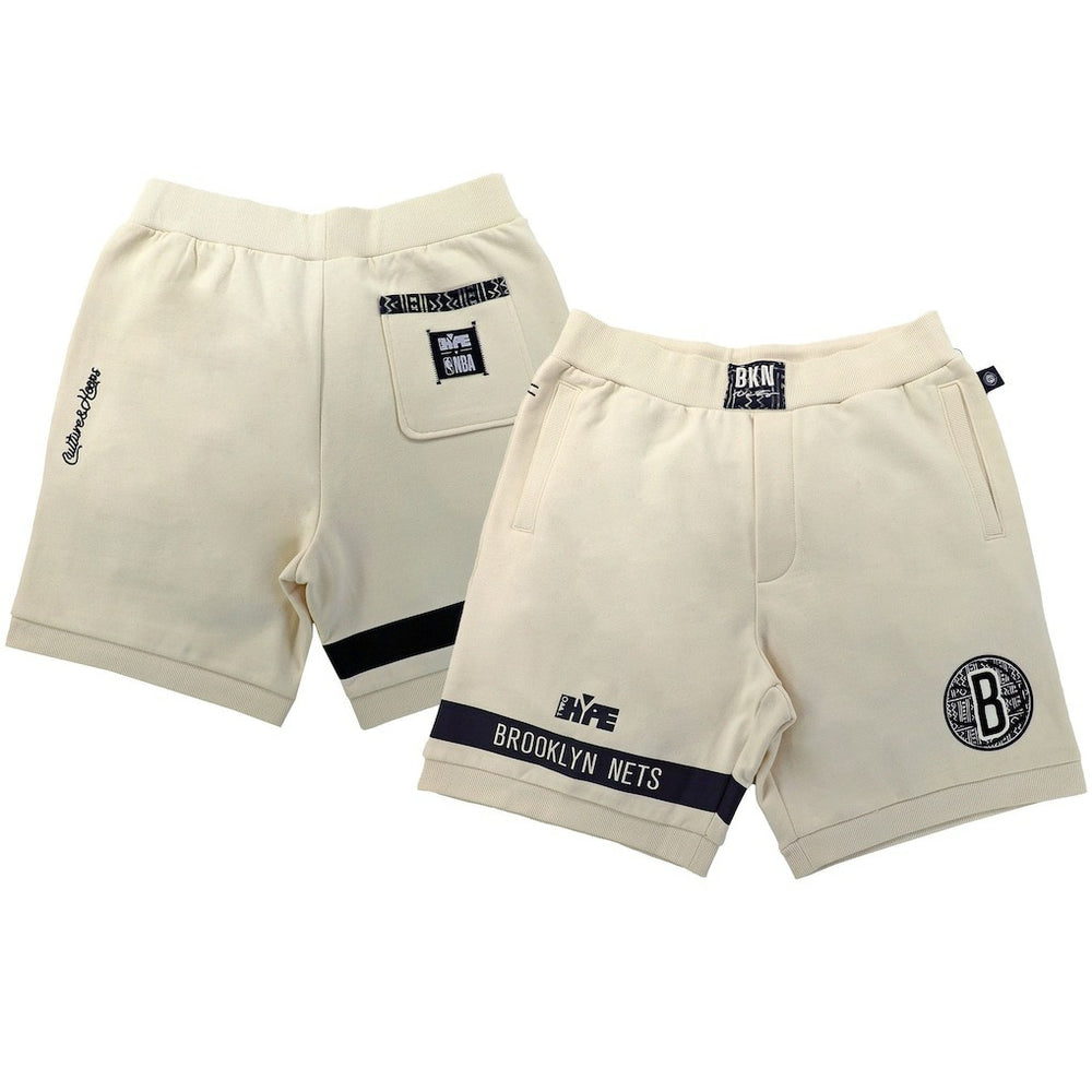 Brooklyn Nets NBA x Two Hype Unisex Culture & Hoops Premium Classic Fleece Shorts - Cream - NBA