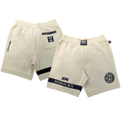 Brooklyn Nets NBA x Two Hype Unisex Culture & Hoops Premium Classic Fleece Shorts - Cream - NBA