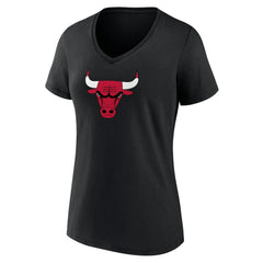 Chicago Bulls Women's Primary Logo V-Neck T-Shirt Black - NBA