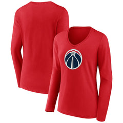 Washington Wizards Women's Primary Logo Long Sleeve V-Neck T-Shirt Red - NBA