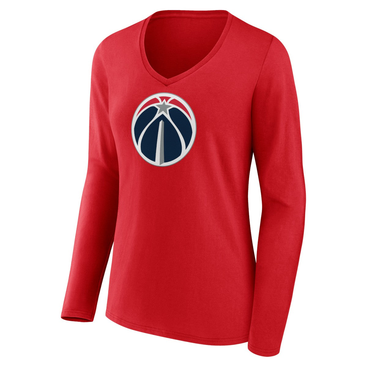 Washington Wizards Women's Primary Logo Long Sleeve V-Neck T-Shirt Red - NBA