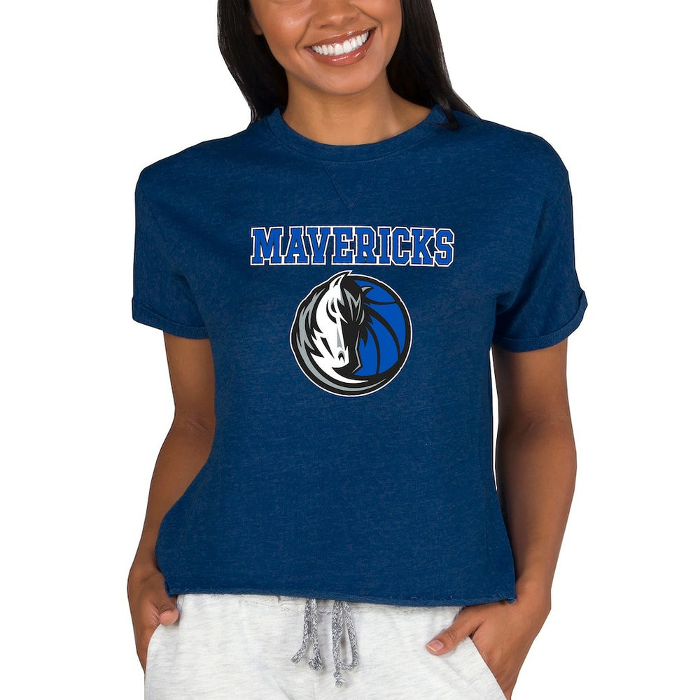 Dallas Mavericks Concepts Sport NBA Women's Concepts Mainstream Terry SS Top Navy - NBA