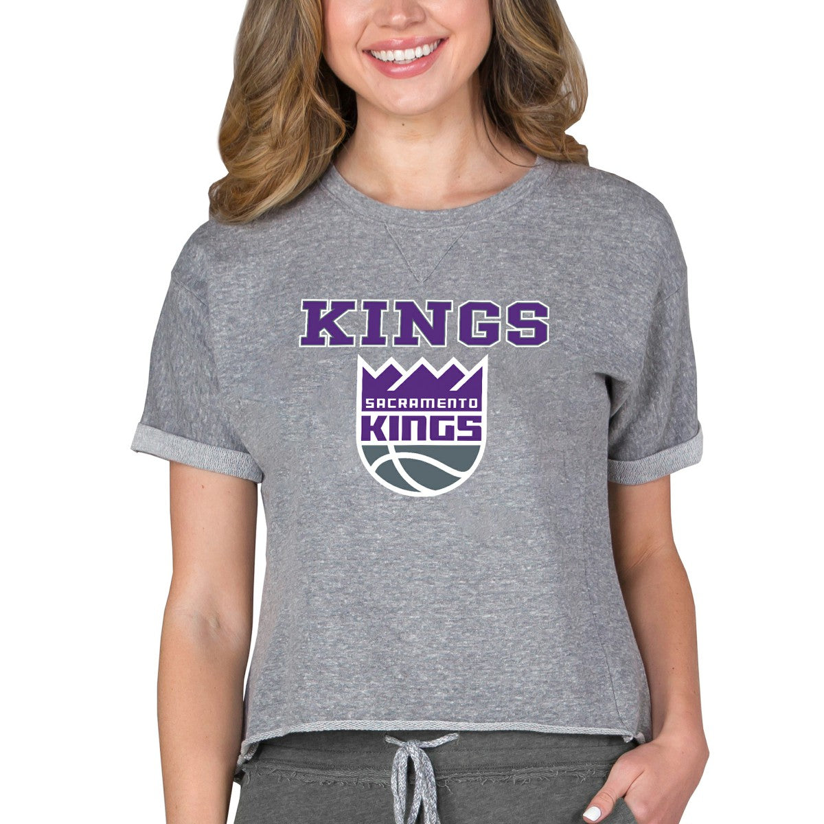 Sacramento Kings Concepts Sport NBA Women's Concepts Mainstream Terry SS Top Gray - NBA