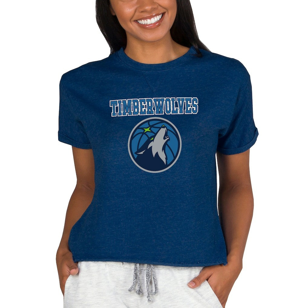 Minnesota Timberwolves Concepts Sport NBA Women's Concepts Mainstream Terry SS Top Navy - NBA