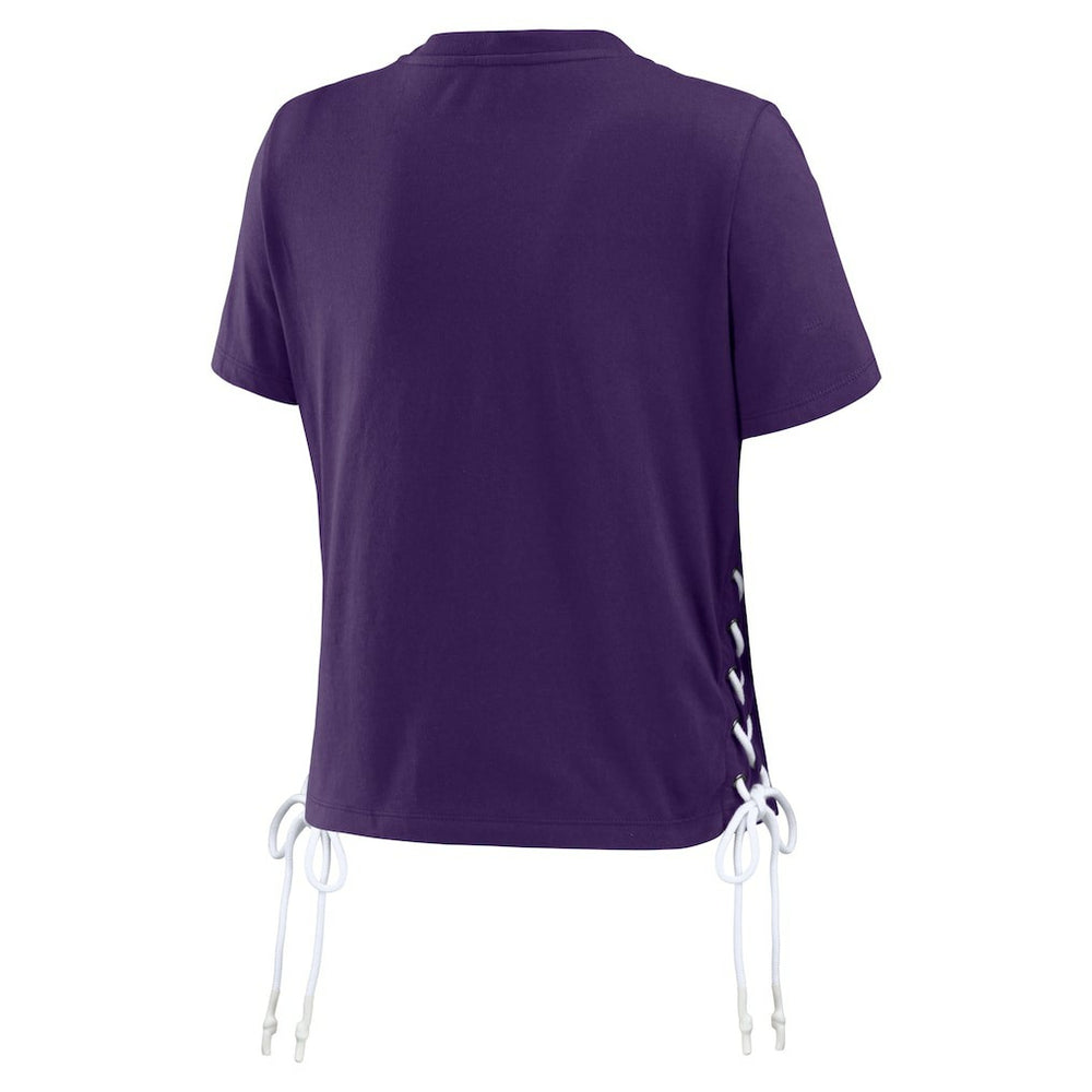 Baltimore Ravens WEAR by Erin Andrews Women's Lace Up Side Modest Cropped T-Shirt Purple | NFL