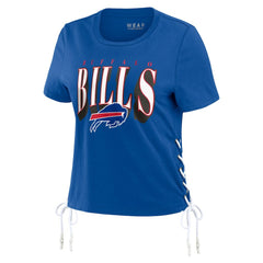 Buffalo Bills WEAR by Erin Andrews Women's Lace Up Side Modest Cropped T-Shirt Royal | NFL