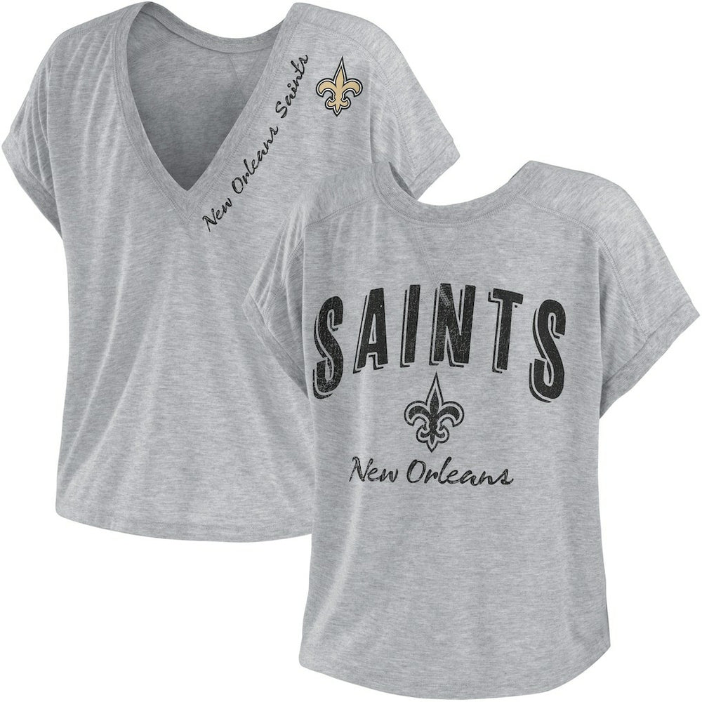 New Orleans Saints WEAR by Erin Andrews Women's Reversible T-Shirt Heather Gray | NFL