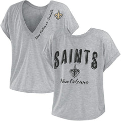 New Orleans Saints WEAR by Erin Andrews Women's Reversible T-Shirt Heather Gray | NFL