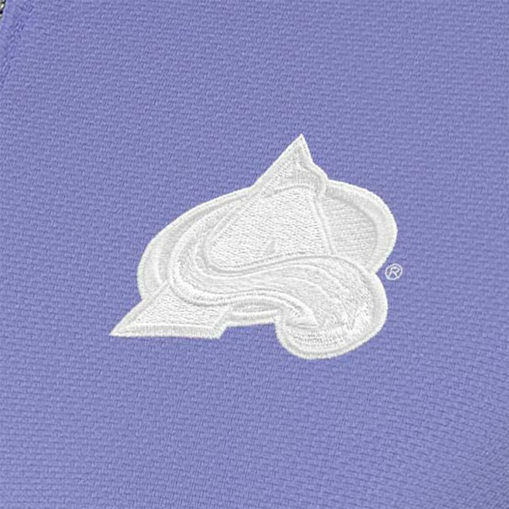 Colorado Avalanche Antigua Women's White Logo Finish Quarter-Zip Top - Heather Purple - NHL