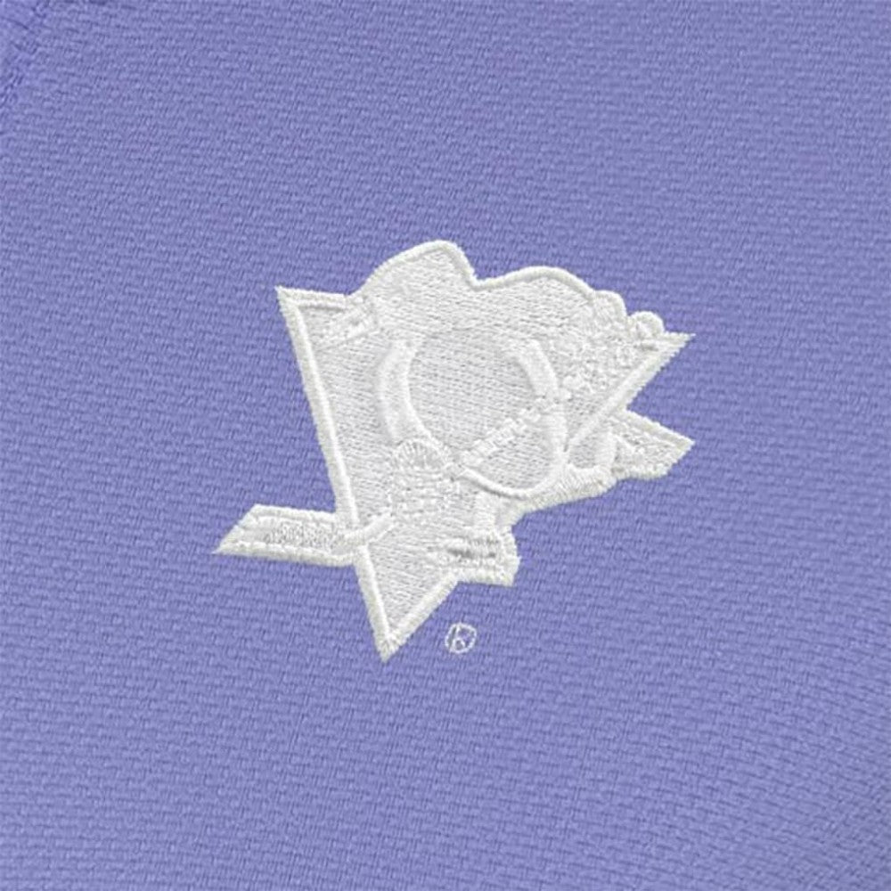 Pittsburgh Penguins Antigua Women's White Logo Finish Quarter-Zip Top - Heather Purple - NHL