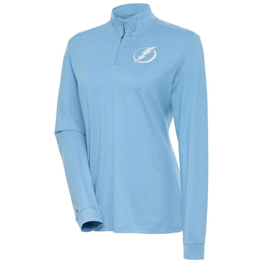 Tampa Bay Lightning Antigua Women's White Logo Mentor Quarter-Zip Jacket - Light Blue - NHL