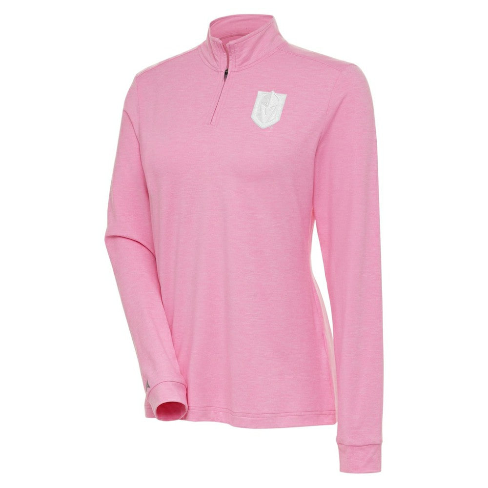 Vegas Golden Knights Antigua Women's White Logo Mentor Quarter-Zip Jacket - Pink - NHL