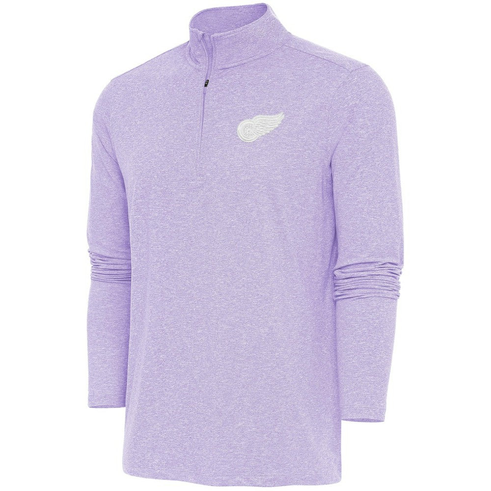 Detroit Red Wings Antigua White Logo Hunk Quarter-Zip Pullover - Lavender - NHL