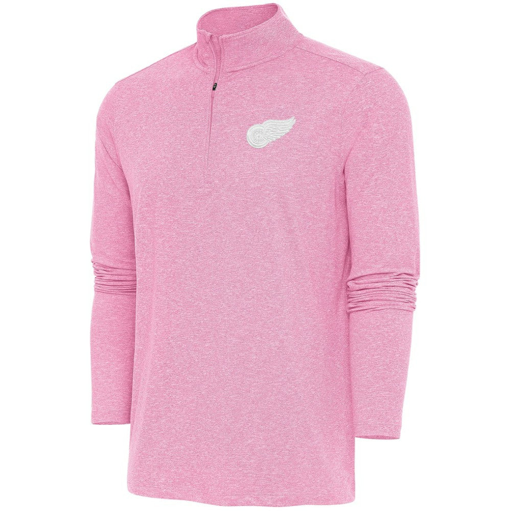 Detroit Red Wings Antigua White Logo Hunk Quarter-Zip Pullover - Pink - NHL